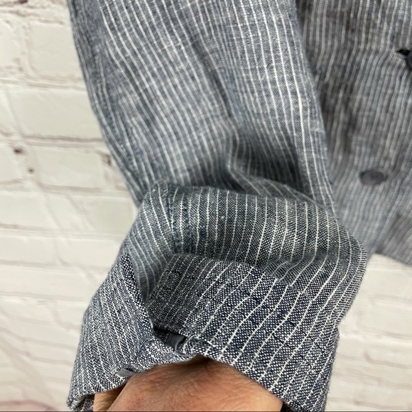 Eileen Fisher chambray railroad Linen Blazer - Picture 9 of 11